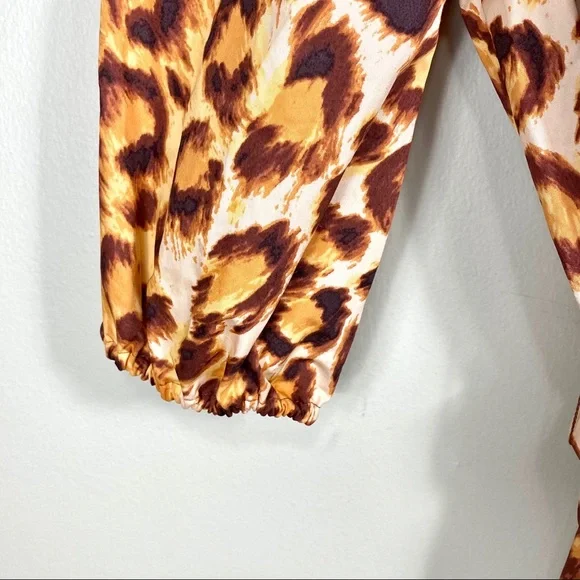 KATE SPADE Leopard Cheetah Panther Puff Sleeve Midi Dress Women - Picture 8 of 12